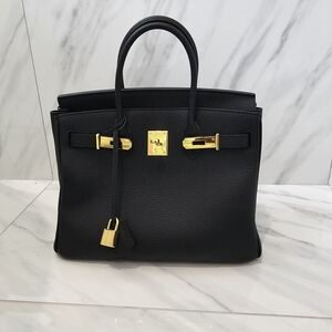 Elegant Black GENUINE Leather Handbag